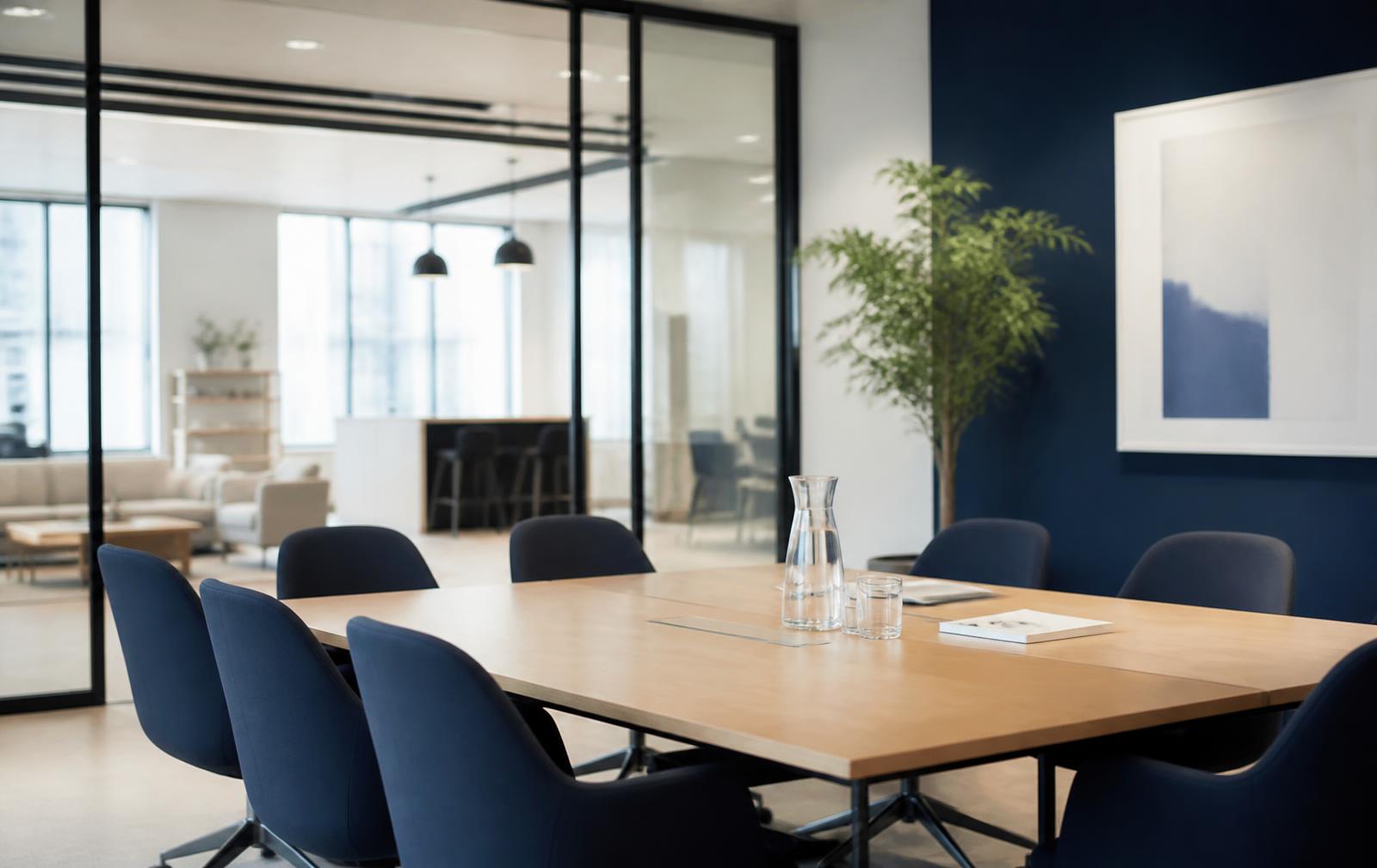 A calm, empty meeting room in a modern office